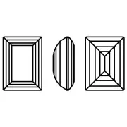 Cristallo incastonato Aurora A4527 Step Cut Baguette 14x10 mm - Rhodié - Black Dia