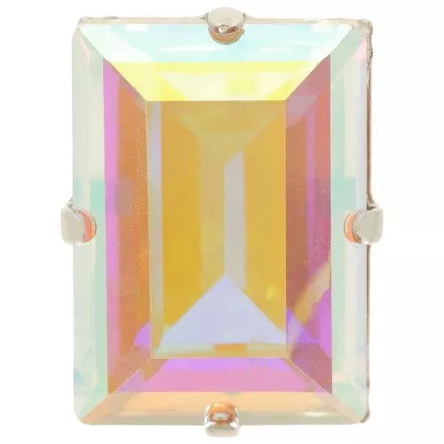 Cristallo incastonato Aurora A4527 Step Cut Baguette 18x13 mm - Rhodié - Crystal A