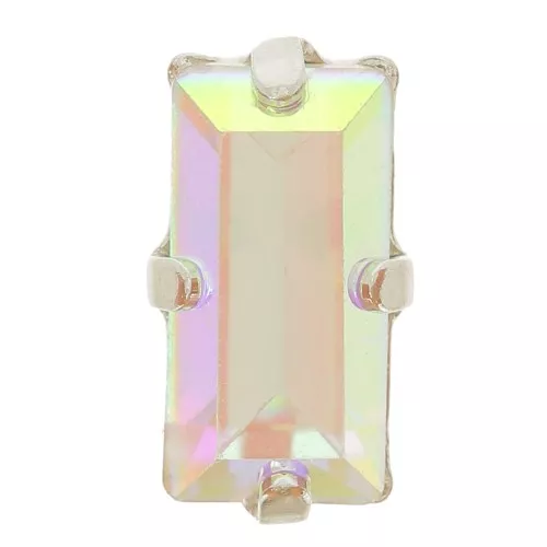 Cristallo con castone Aurora A4500 10x5mm - Rodio - Cristallo AB x1