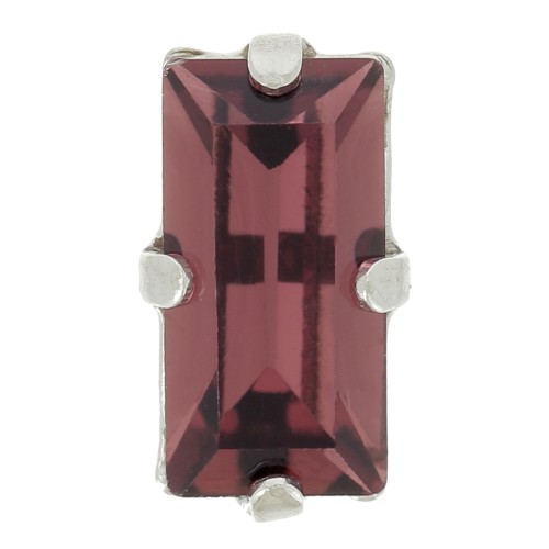 Cristallo con castone Aurora A4500 10x5mm - Rodio - Borgogna x1