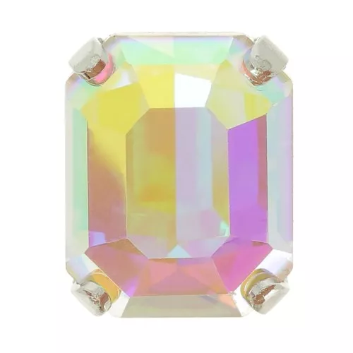 Cristallo incastonato Aurora A4610 Step Cut Octagon 8x6 mm - Rhodié - Crystal AB