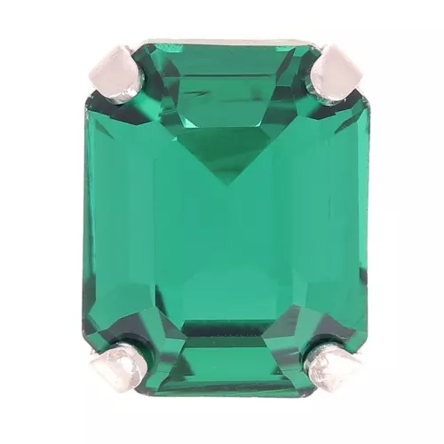 Cristallo incastonato Aurora A4610 Step Cut Octagon 8x6 mm - Rhodié - Emerald x1