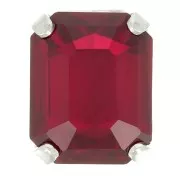 Cristallo incastonato Aurora A4610 Step Cut Octagon 8x6 mm - Rhodié - Ruby x1
