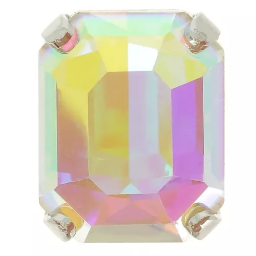 Cristallo incastonato Aurora A4610 Step Cut Octagon 10x8 mm - Argenté - Crystal AB