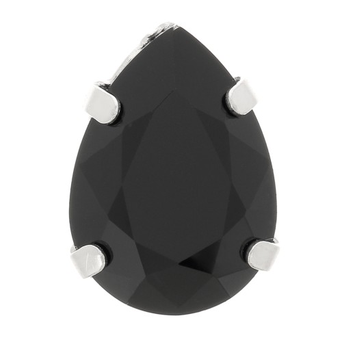 Cristallo incastonato Aurora A4320 Goccia 8x6 mm - Rodio - Jet x1