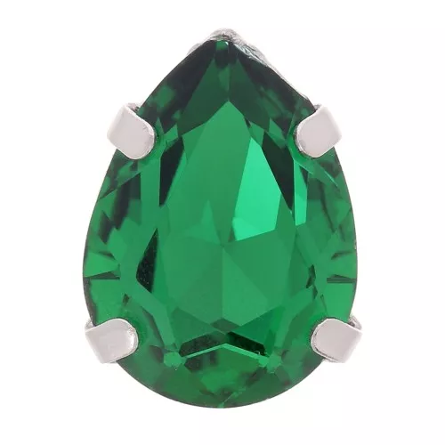 Cristallo incastonato Aurora A4320 Goccia 8x6 mm - Rodio - Smeraldo x1
