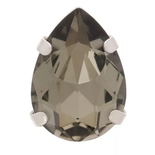 Cristallo incastonato Aurora A4320 Goccia 8x6 mm - Rodio - Diamante nero x1