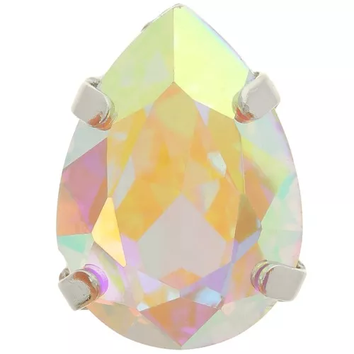 Cristallo incastonato Aurora A4320 Goccia 14x10 mm - Rodio - Cristallo AB x1