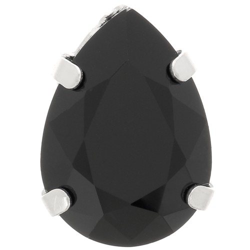Cristallo incastonato Aurora A4320 Goccia 14x10 mm - Rodio - Jet x1