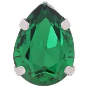 Cristallo incastonato Aurora A4320 Goccia 14x10 mm - Rodio - Smeraldo x1
