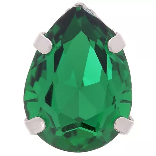 Cristallo incastonato Aurora A4320 Goccia 14x10 mm - Rodio - Smeraldo x1