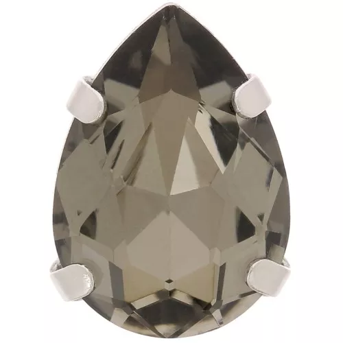Cristallo incastonato Aurora A4320 Goccia 14x10 mm - Rodio - Diamante nero x1