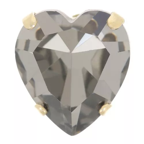 Cristallo incastonato Aurora A4831 Antique Heart 11x10 mm - Oro - Diamante nero x1