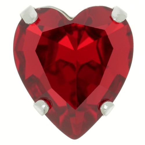 Cristallo incastonato Aurora A4831 Antique Heart 15,5x14mm Rodio-Rubino x1