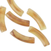 Perline tubolari curve in acrilico trasparente 32x8 mm - Marrone marmorizzato x6