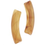 Perline tubolari curve in acrilico trasparente 32x8 mm - Marrone marmorizzato x6