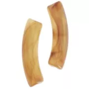 Perline tubolari curve in acrilico trasparente 32x8 mm - Marrone marmorizzato x6