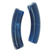 Perline tubolari curve 32x8 mm in acrilico opaco - Medium Blue Marble x6