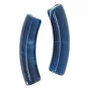 Perline tubolari curve in acrilico opaco 32x8 mm - Bleu moyen marmorizzato x6