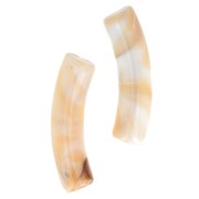 Perline tubolari curve in acrilico opaco 32x8 mm - Beige marmorizzato - Marrone x6