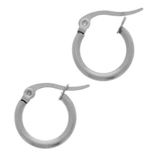 Orecchini a cerchio tondi da 15 mm - Acciaio inox 304 x2