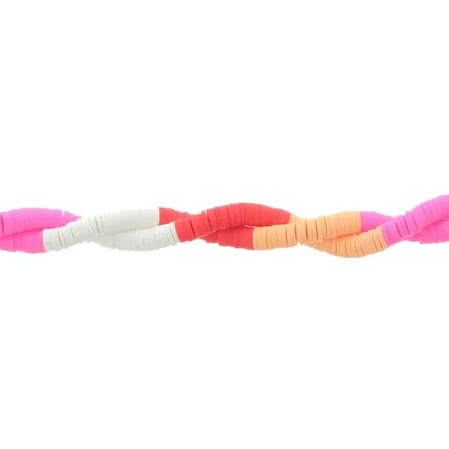 Perle rondelle in pasta polimerica Heishi 6x1 mm - Mix n°1 - Rosso - Rosa x39cm