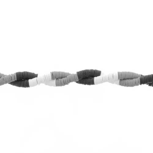 Perle rondelle in pasta polimerica Heishi 6x1 mm - Mix n°3 - Nero - Bianco x39cm