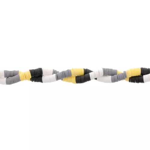 Perle rondelle in pasta polimerica Heishi 6x1 mm - Mix n°4 - Nero - Giallo x39cm