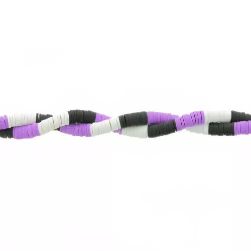 Perle rondelle in pasta polimerica Heishi 6x1 mm - Mix n°5 - Nero - Viola x39cm