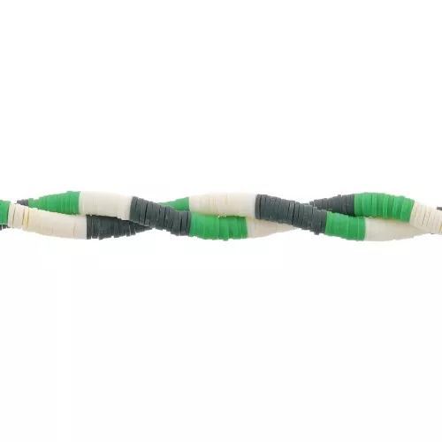 Perle rondelle in pasta polimerica Heishi 6x1 mm Mix n°7 - Multi green - Crema x39cm