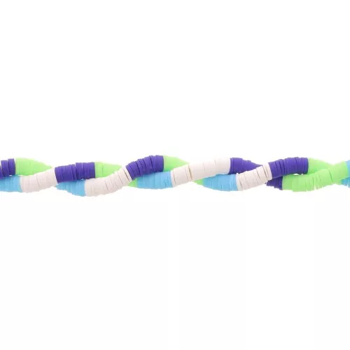 Perle rondelle in pasta polimerica Heishi 6x1mm - Mix n°9 - Multi blu - Verde x39cm