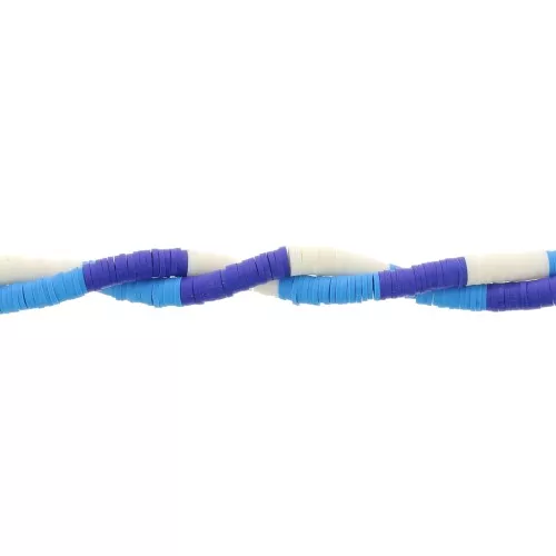 Perle rondelle in pasta polimerica Heishi 6x1mm Mix n°10 - Multi blu - Bianco x39cm