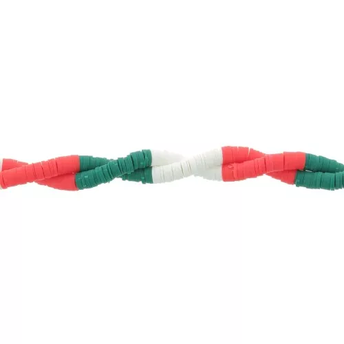 Perle rondelle in pasta polimerica Heishi 6x1 mm - Mix n°11 - Verde - Rosso x39cm