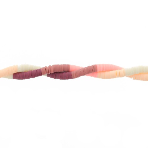 Perle rondelle in pasta polimerica Heishi 6x1mm - Mix n°13 - Bordeaux - Crema x39cm