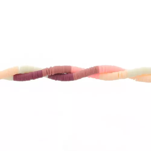 Perle rondelle in pasta polimerica Heishi 6x1mm - Mix n°13 - Bordeaux - Crema x39cm