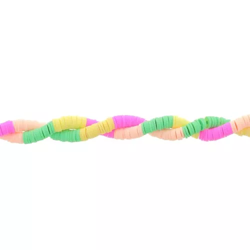 Perle rondelle in pasta polimerica Heishi 6x1 mm - Mix n°14 - Verde - Rosa x39cm