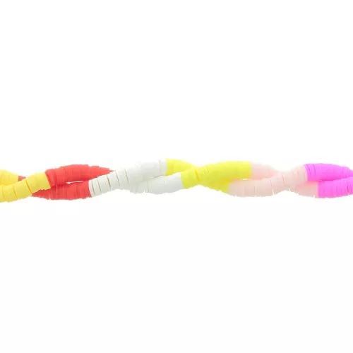 Perle rondelle in pasta polimerica Heishi 6x1 mm - Mix n°15 - Giallo - Rosa x39cm