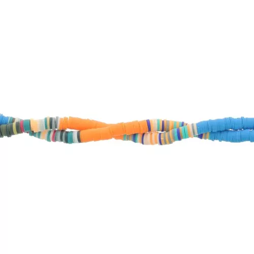 Perle rondelle in pasta polimerica Heishi 6x1mm - Mix n°17 - Arancione - Blu x39cm
