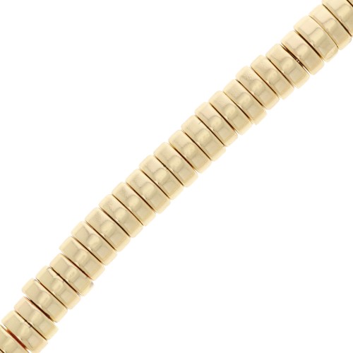 Perla Heishi a disco - disco piatto 6x2,5 mm - imitazione ematite - Dorato x 39 cm