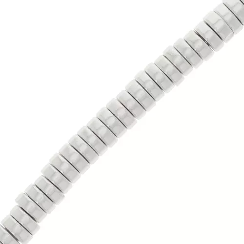 Perline tonde Heishi - disco piatto 6x2mm - imitazione ematite - Argento x39cm