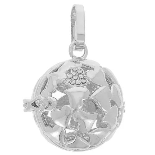 Pendente bola di gravidanza cuore da 22 mm per pallina da 18 mm - Rodio x1