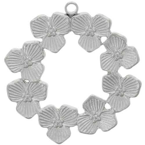 Pendente forma di corona di fiori da 23 mm - Acciaio inossidabile 316L x1