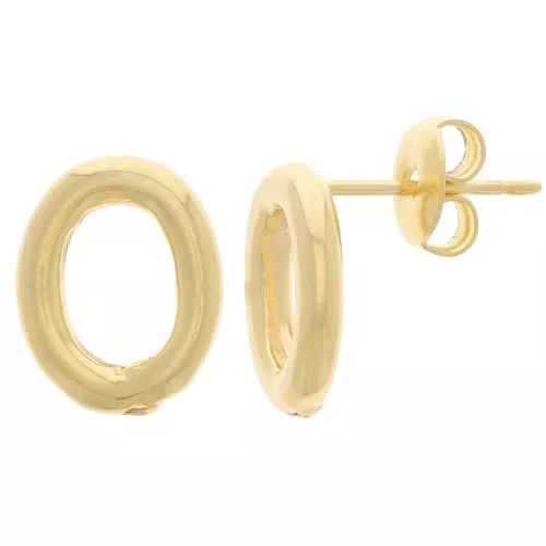 Orecchini perno ovali scavati 12,5x10 mm - Dorato oro fino x2