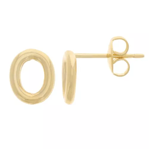 Orecchini perno ovali scavati 9,5x8 mm - Dorato oro fino x2