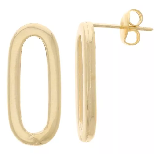 Orecchini perno ovali scavati 22x10 mm - Dorato oro fino x2