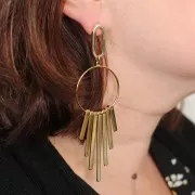 Orecchini perno ovali scavati 22x10 mm - Dorato oro fino x2