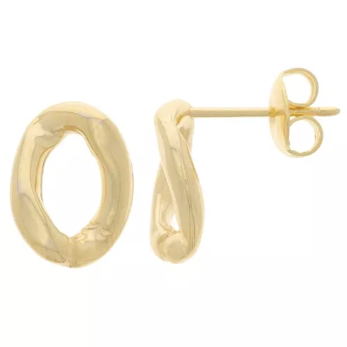 Orecchini perno ovali ritorti 13x9,5 mm - Dorato oro fino x2