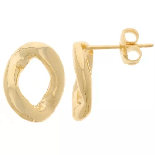 Orecchini perno ovali ritorti 15x12 mm - Dorato oro fino x2