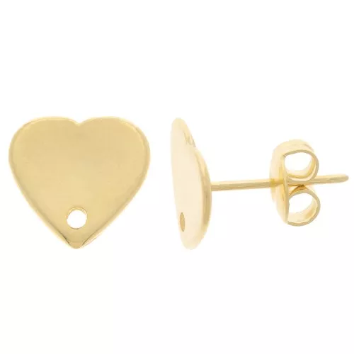 Orecchini perno cuore 10x11 mm - Dorato con oro fino x2