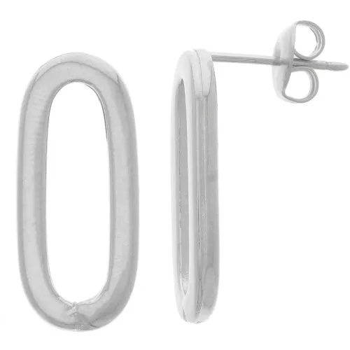 Orecchini perno ovali scavati 22x10 mm - Rodio x2